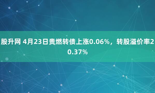 股升网 4月23日贵燃转债上涨0.06%，转股溢价率20.37%